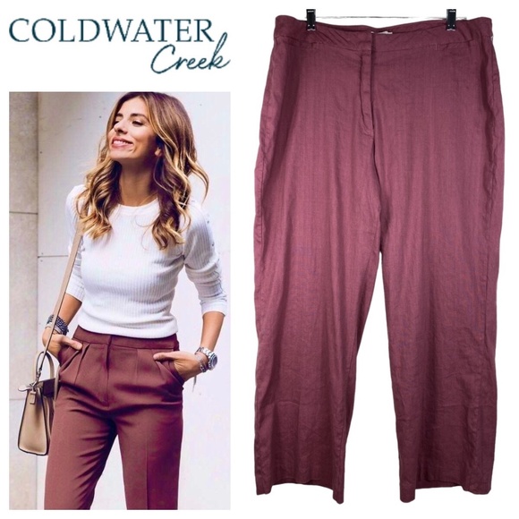 Coldwater Creek Pants - Coldwater Creek 18 1X 2X Crop Cropped Pants Mauve Pink LINEN Blend